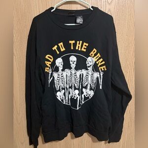 Black Skeleton Graphic “bad to the bone” Sweatshirt